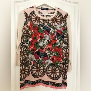 DOLCE & GABBANA | 100% Silk Pattern Long Sleeve | EUR 38